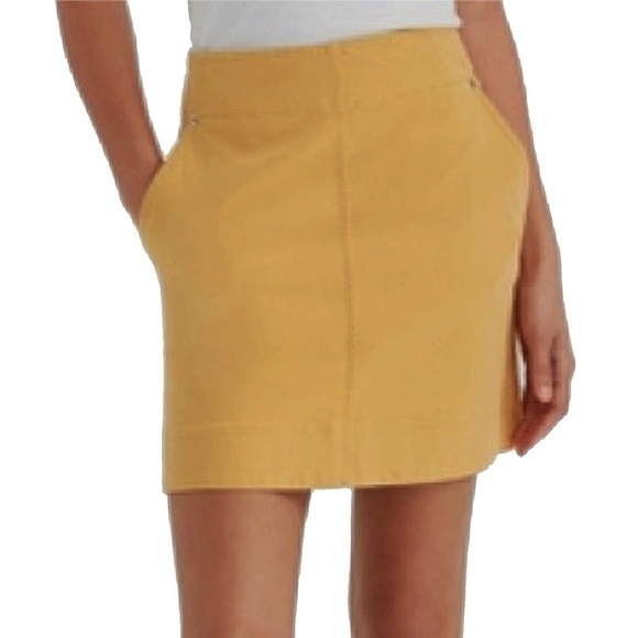 Club Monaco Paneled Mini Skirt Jupe Beige Cotton Branded Monogrammed Pockets - Picture 2 of 12